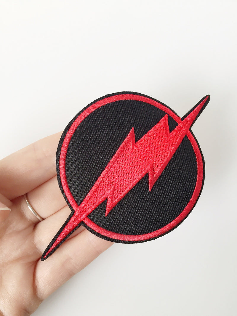 Lightning Bolt Iron-on Patch, Pop Culture Comic Book Applique