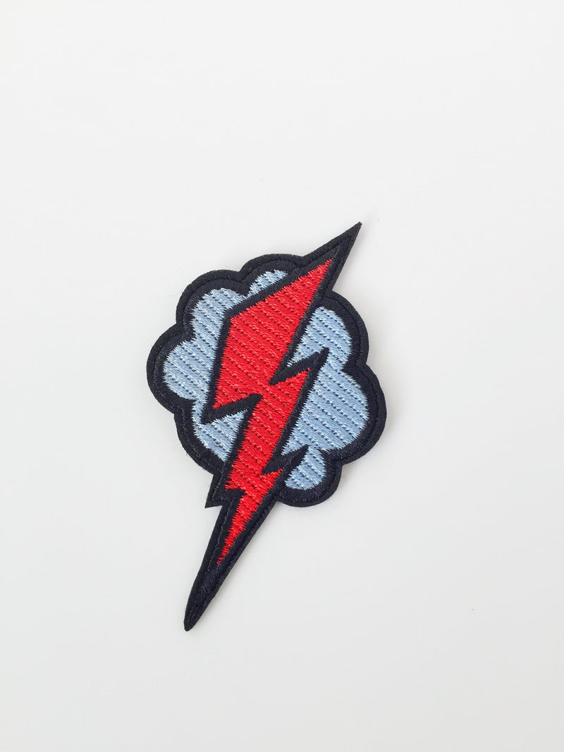 Stormy Cloud Iron-on Patch, Anime Lightning Bolt Badge