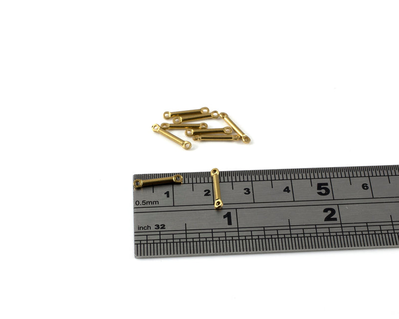 20 x Raw Brass Bar Connectors, 12x1.5mm Stick Jewellery Links (C0407)