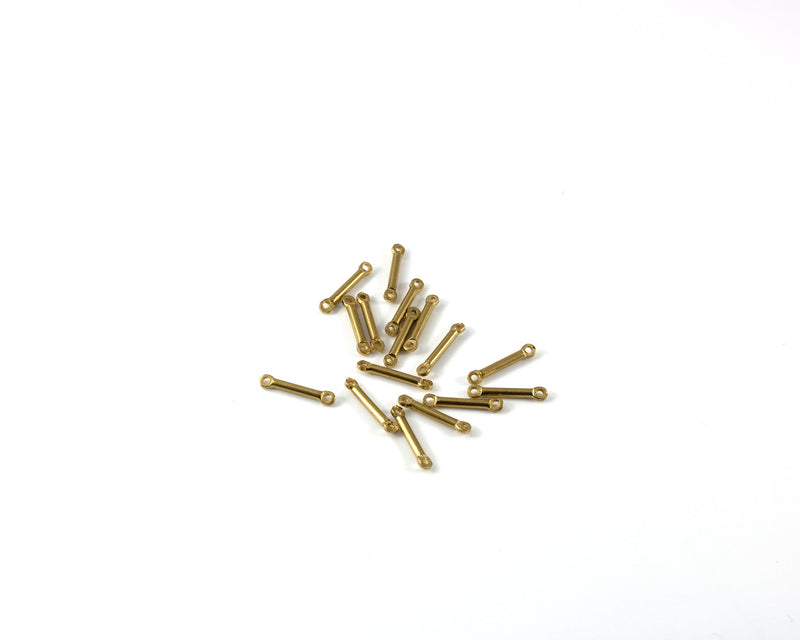 20 x Raw Brass Bar Connectors, 12x1.5mm Stick Jewellery Links (C0407)