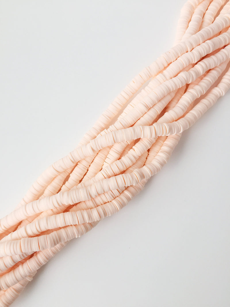 1 strand x 6mm Peach Blush Polymer Clay Disc Beads, Vinyl Heishi Beads (1766)