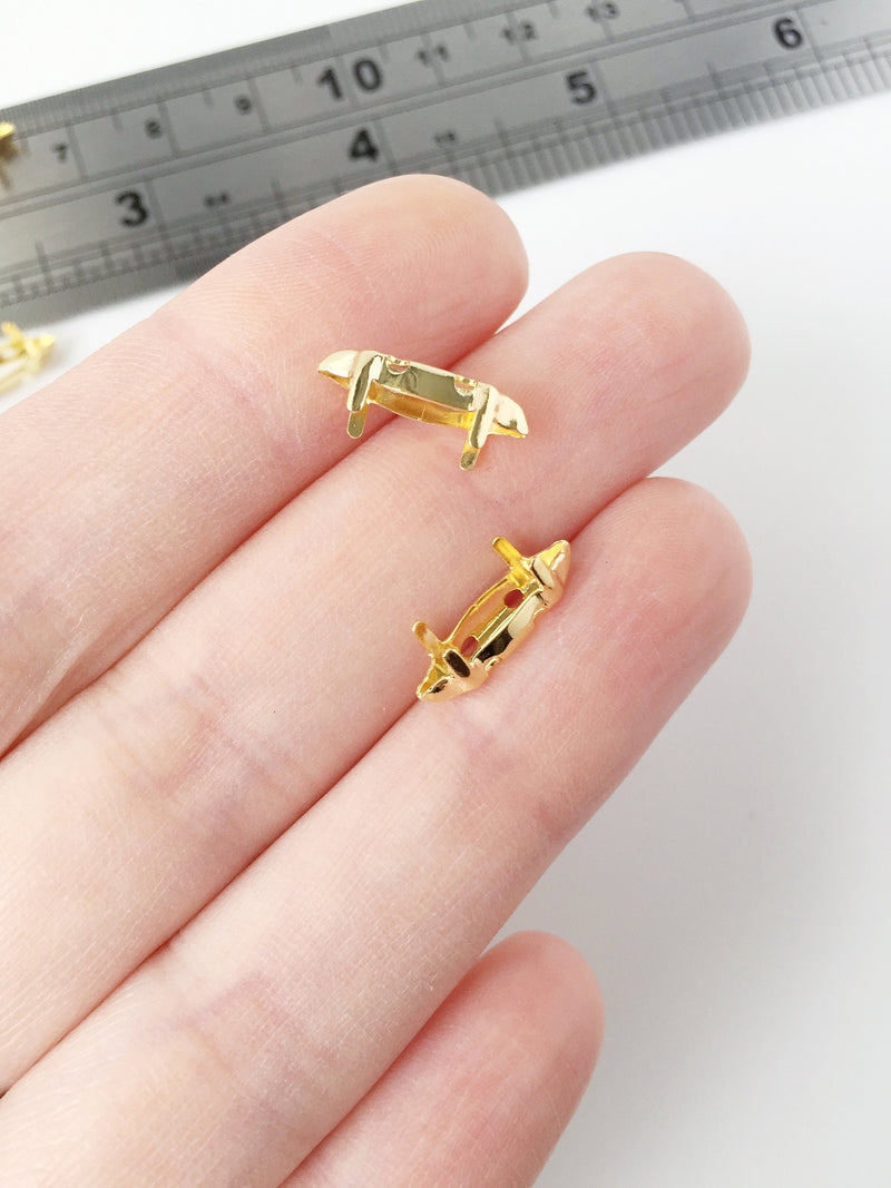 12 x 4x15mm Premium Gold Tone Brass Setting for Marquise Cut Crystals (1850)