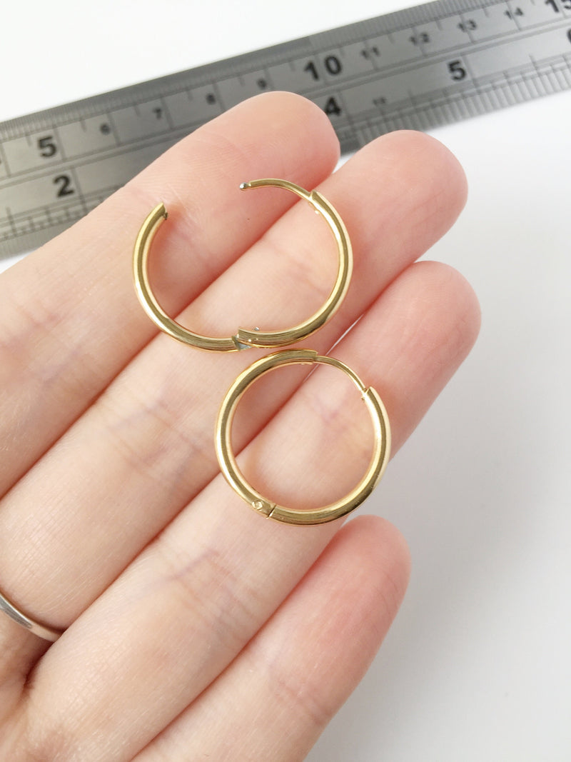 1 pair x Gold Plated Stainless Steel Sleeper Hoops, 20mm (1782G)