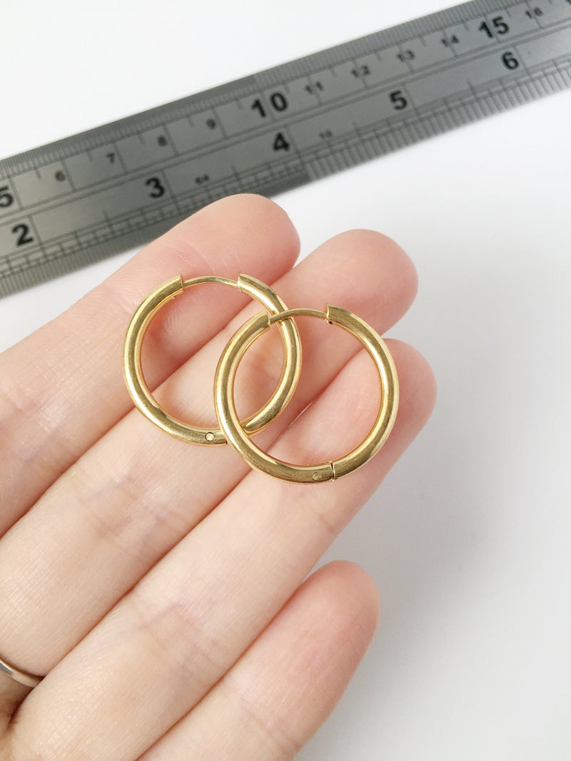 1 pair x Gold Plated Creole Hoop Earring Blanks, Hypoallergenic Earring Findings, 23mm (1784G)