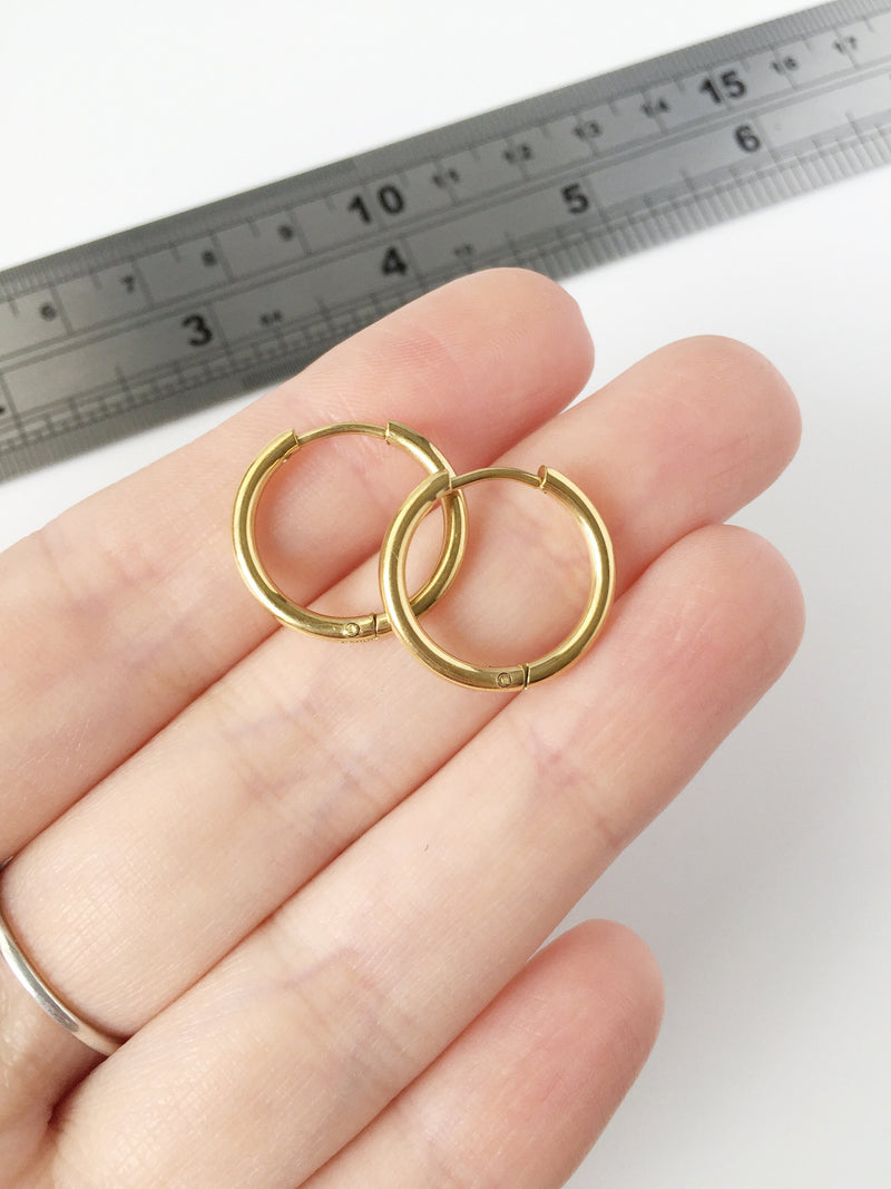 1 pair x Gold Plated Earring Hoops, 18mm (1790G)