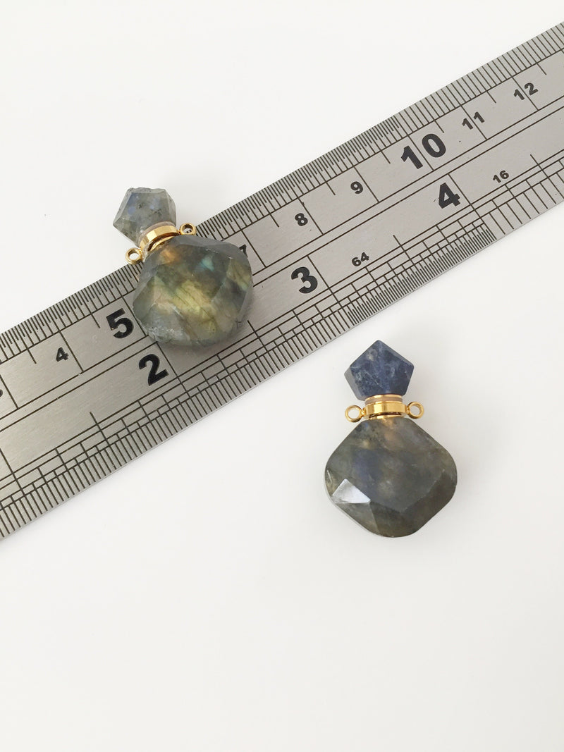 1 x Labradorite Perfume Bottle Pendant, 17x21mm (1640)