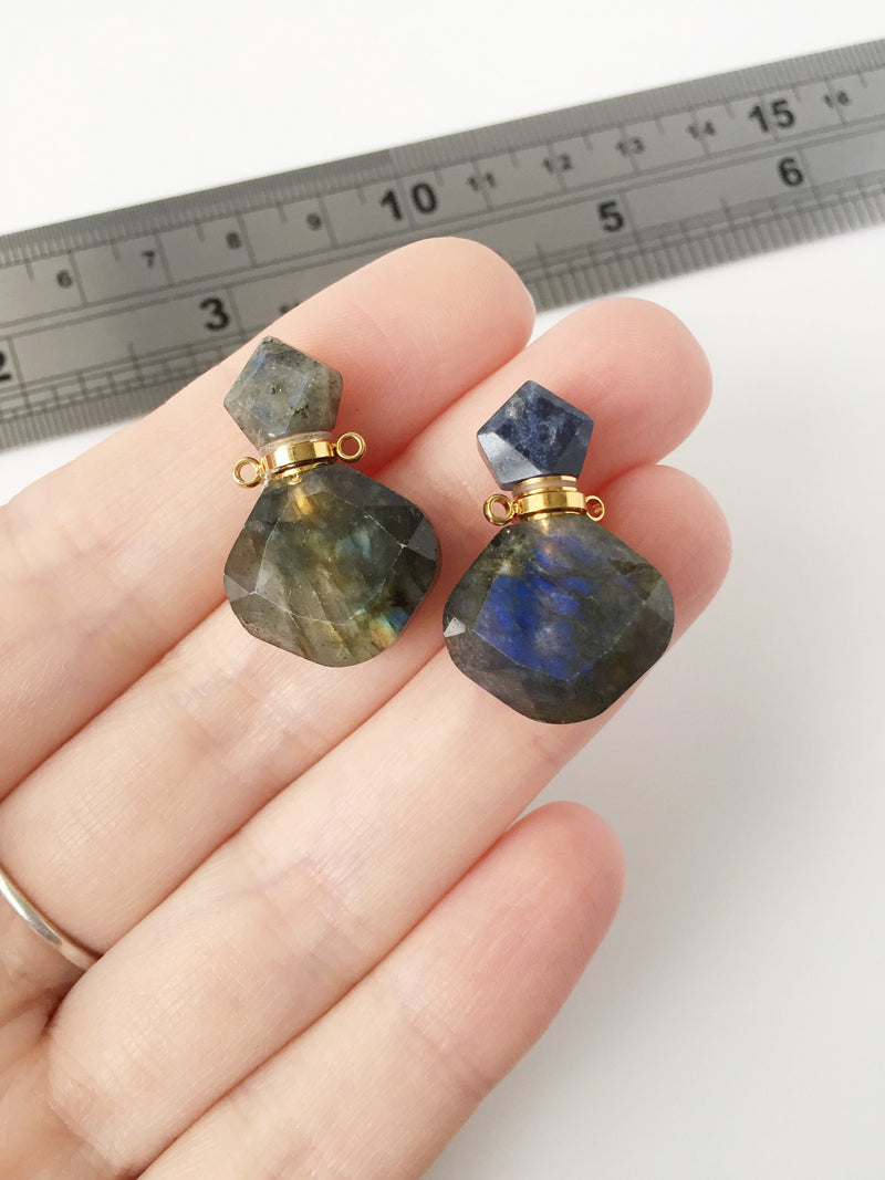 1 x Labradorite Perfume Bottle Pendant, 17x21mm (1640)