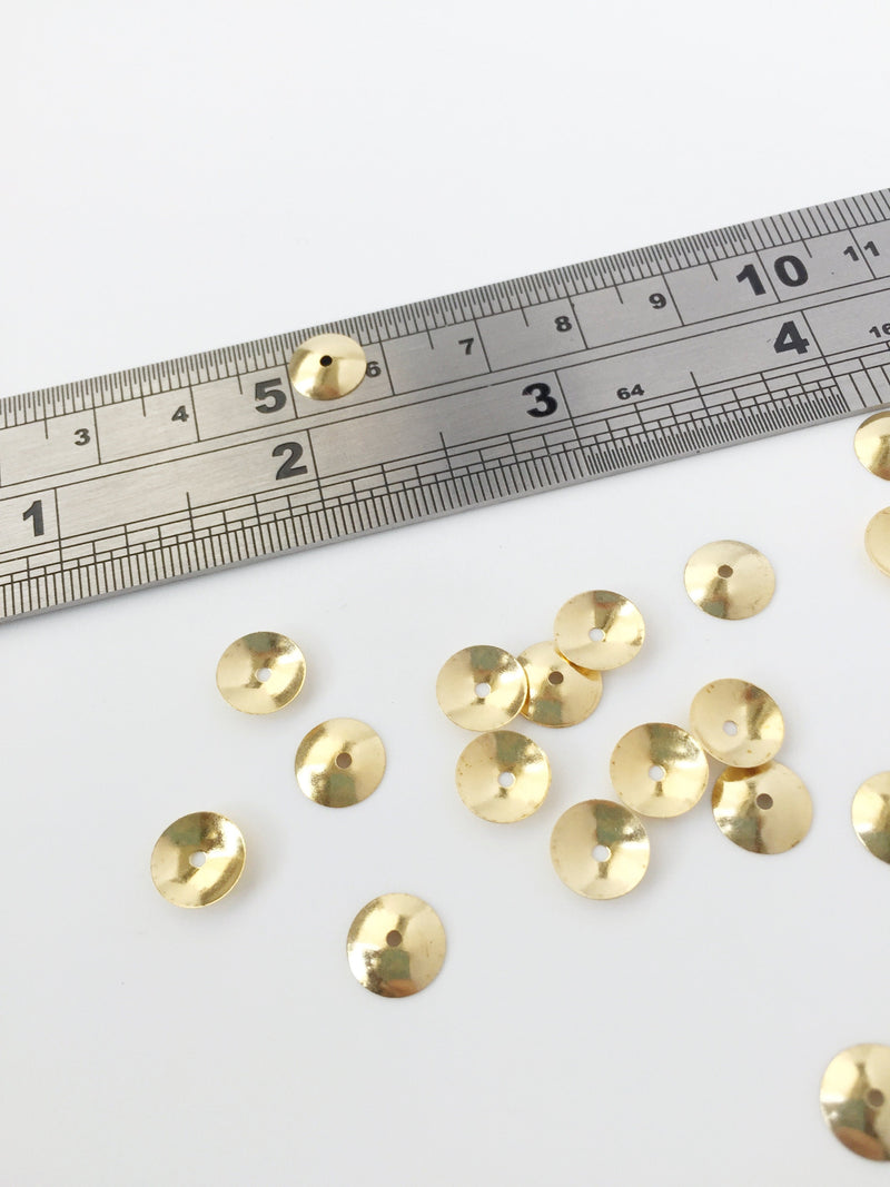 20 x Raw Brass Round Bead Caps, 8mm (1646)