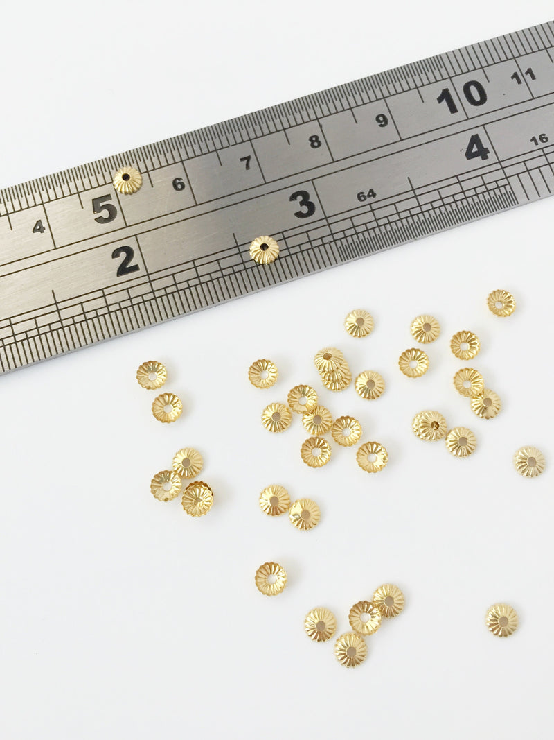 40 x Tiny Raw Brass Bead Caps, 4mm (1647)