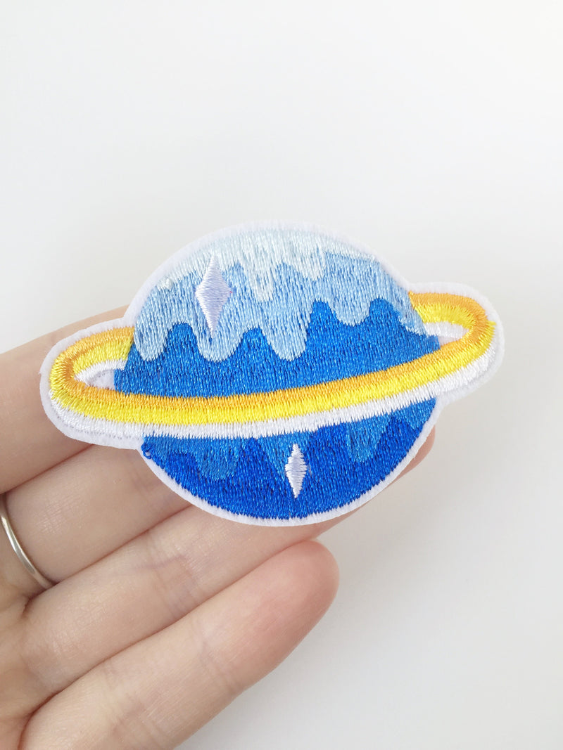 Ice Planet Iron-on Patch, Embroidered Solar System Planet Applique (P033)