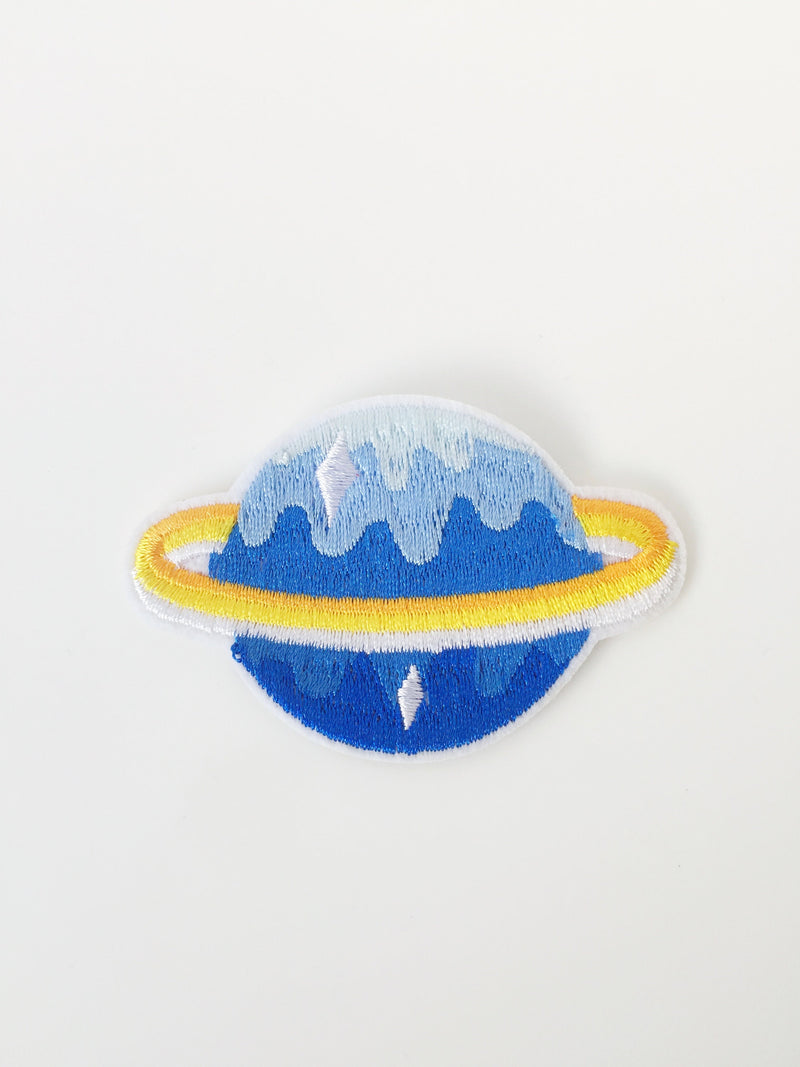 Ice Planet Iron-on Patch, Embroidered Solar System Planet Applique (P033)