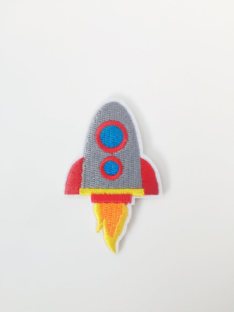 Rocket Iron-on Patch, Embroidered Spaceship Badge, Spacecraft Applique (P034)