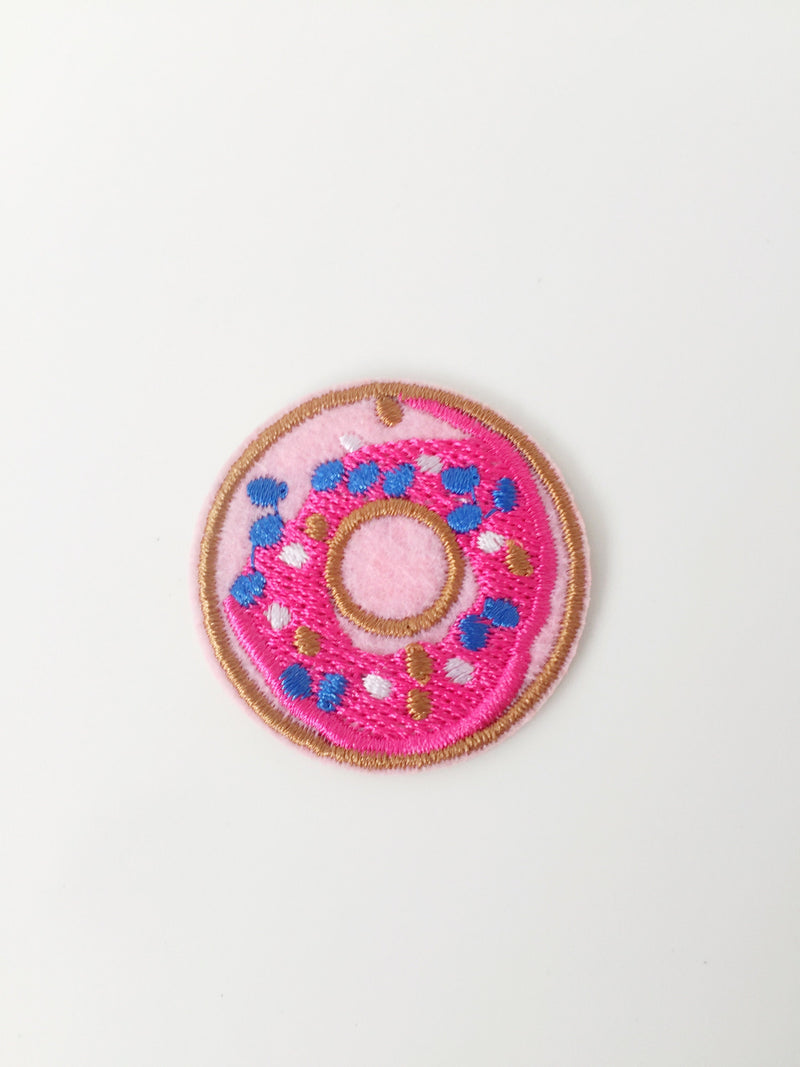 Sweet Doughnut Iron-on Patch, Embroidered Sprinkled Donut Motif