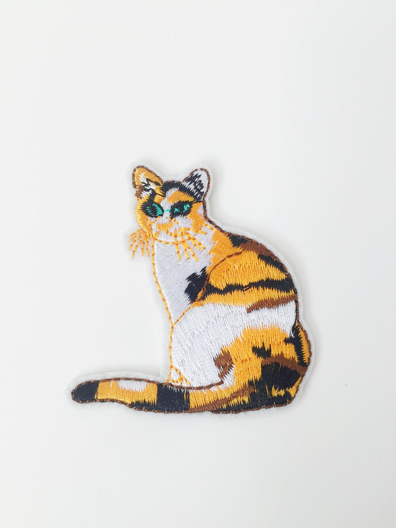 Tortoiseshell Cat Iron-on Patch, Embroidered Cat Lover Badge (P037)