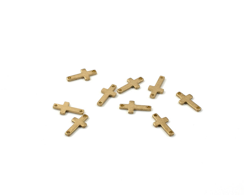 12 x Raw Brass Cross Connectors, 12x6mm (C0417)