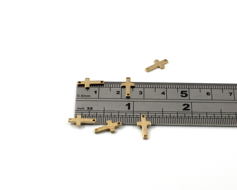 12 x Raw Brass Cross Connectors, 12x6mm (C0417)