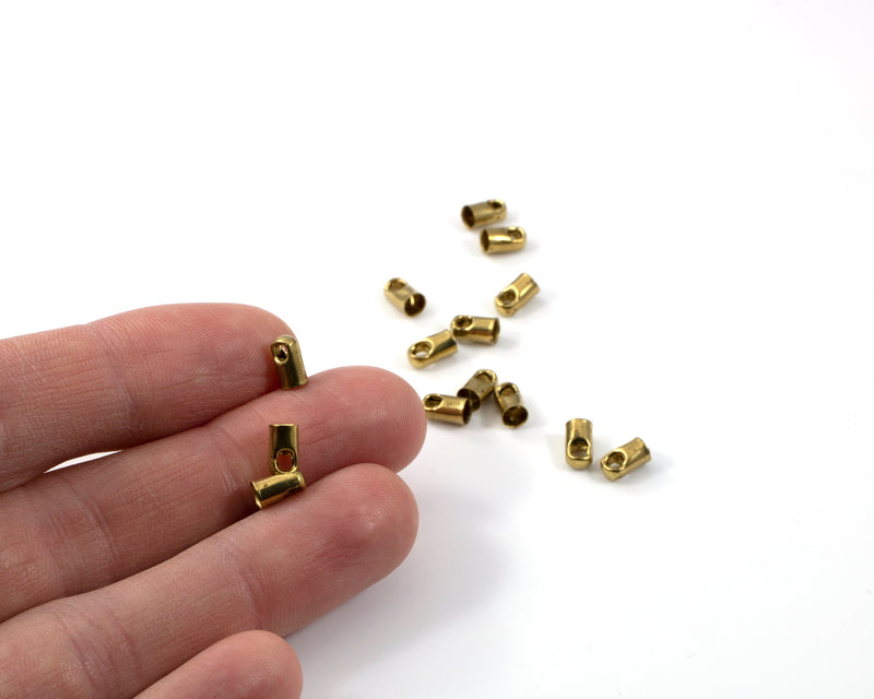 50 x Raw Brass Tube Cord Ends, 7mm (C0065)