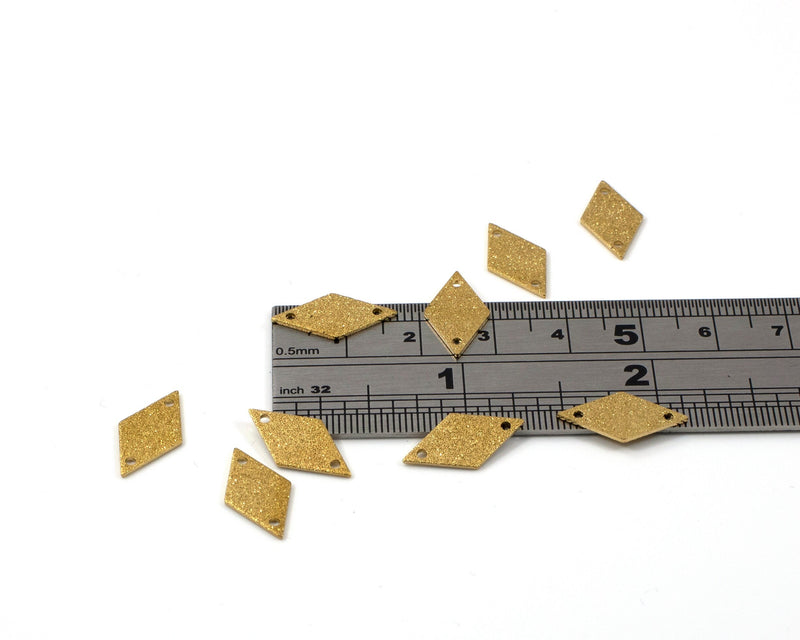 4 x Raw Brass Sparkling Rhombus Jewellery Links, 17x9mm (C0413)