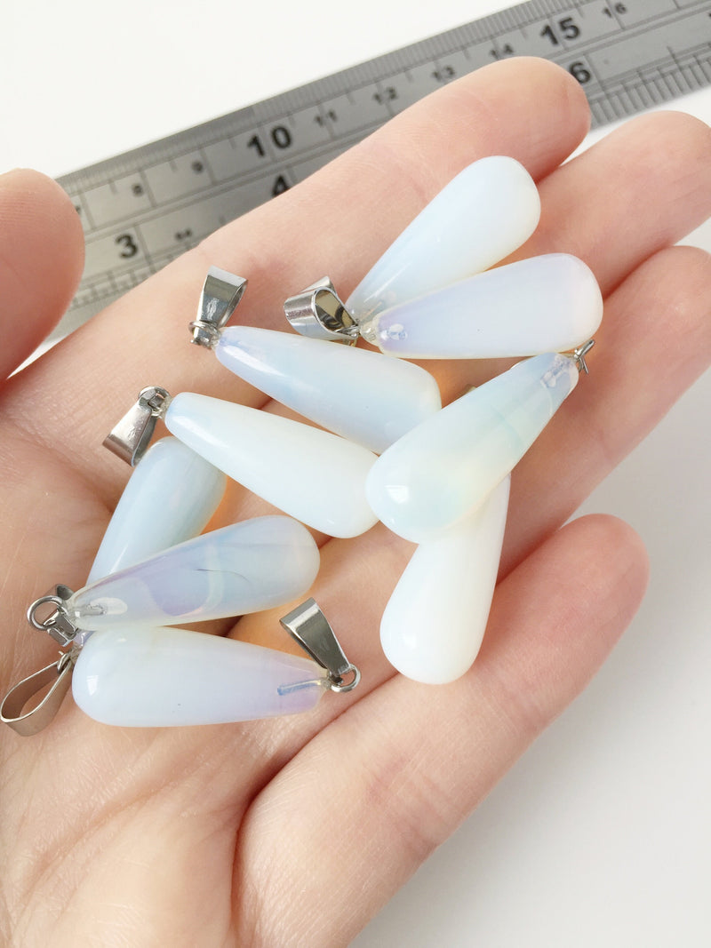 1 x Opalite Drop Pendant, 35x11mm Healing Gemstone Pendant (1845)