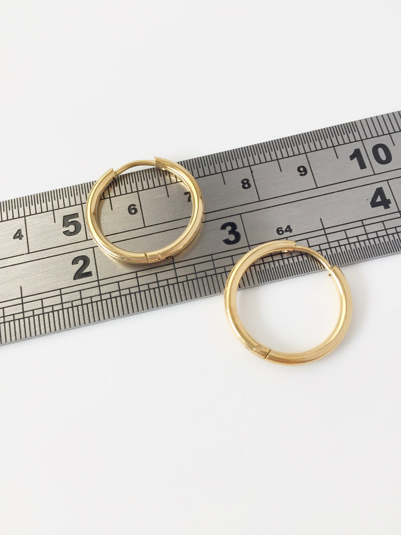 1 pair x Gold Plated Stainless Steel Sleeper Hoops, 20mm (1782G)