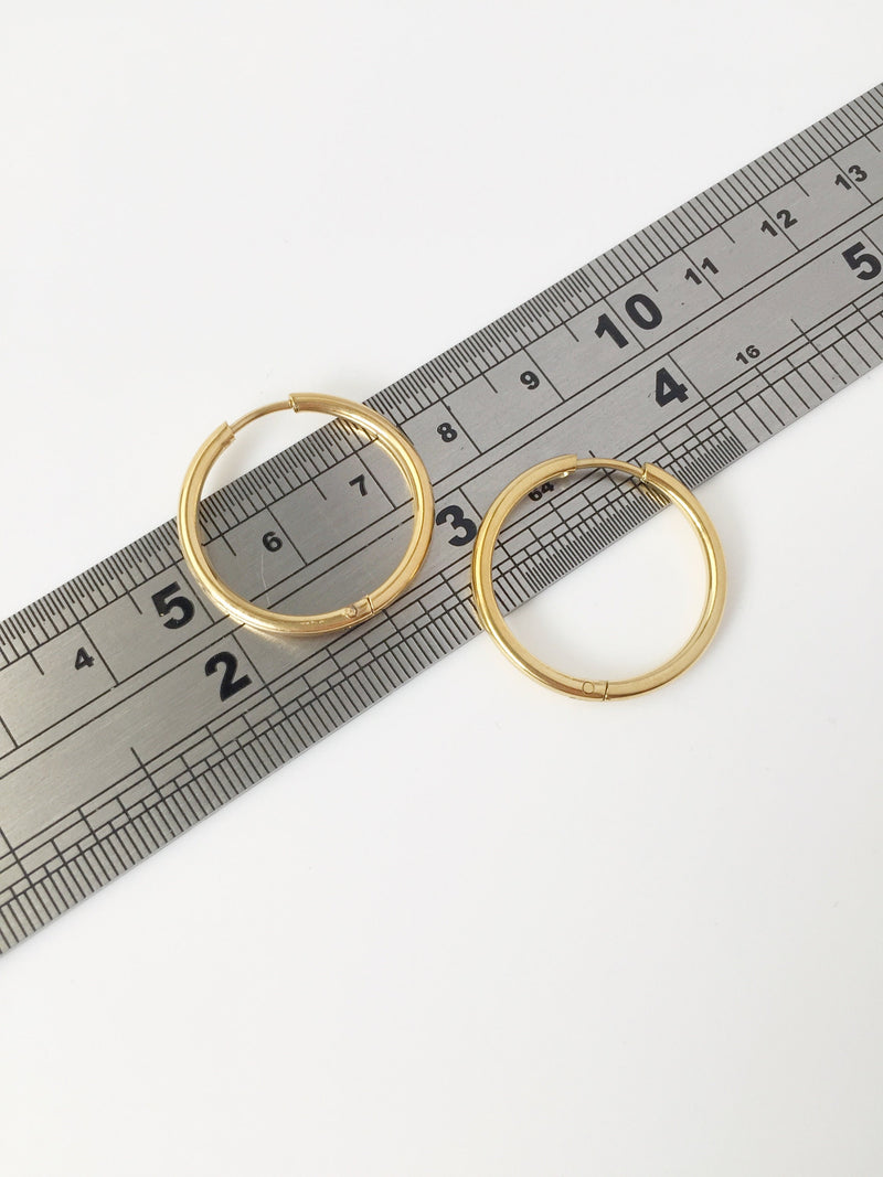 1 pair x Gold Plated Stainless Steel Hoop Earring Blanks, 25mm (1780G)