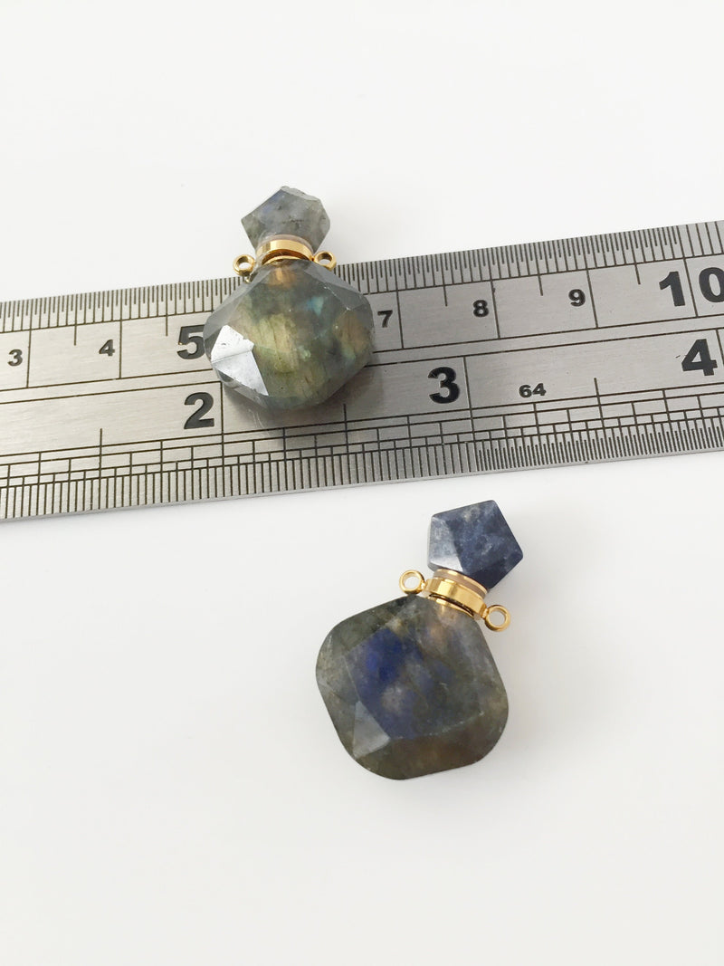 1 x Labradorite Perfume Bottle Pendant, 17x21mm (1640)