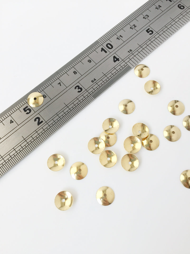 20 x Raw Brass Round Bead Caps, 8mm (1646)