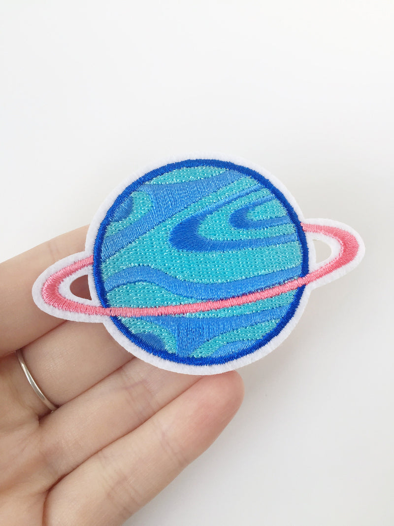 Uranus Iron-on Patch, Embroidered Planet Badge (P033)