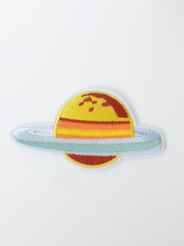 Saturn Iron-on Patch, Embroidered Planet Badge, Solar System Planet Embroidery (P035)