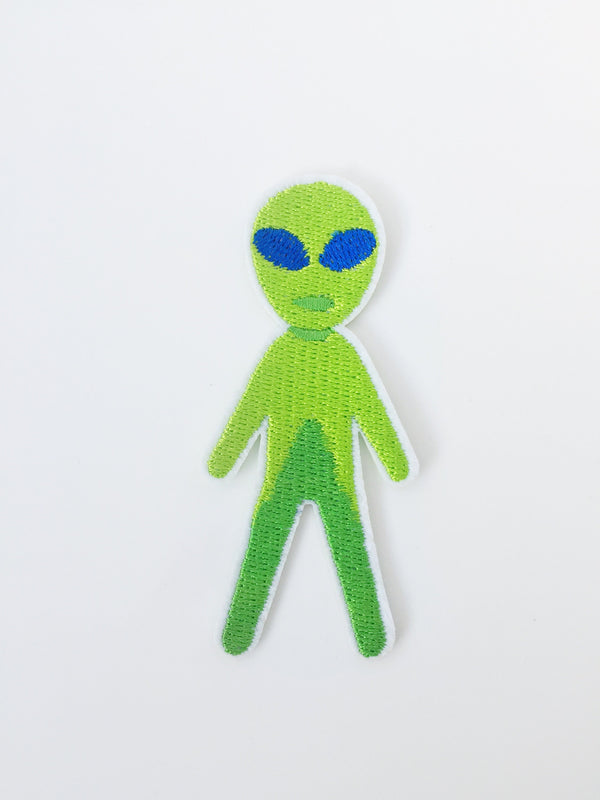 Alien Iron-on Patch, UFO Motif, Space Visitor Applique (P034)