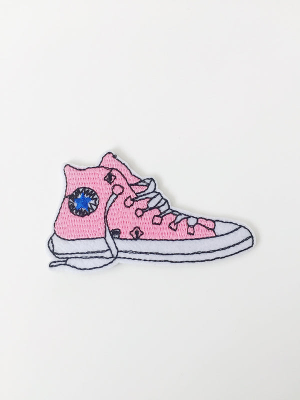 Pink Sneaker Iron-on Patch, Sneakers Embroidery (P038)