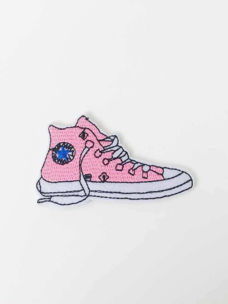 Pink Sneaker Iron on Patch Sneakers Embroidery P038