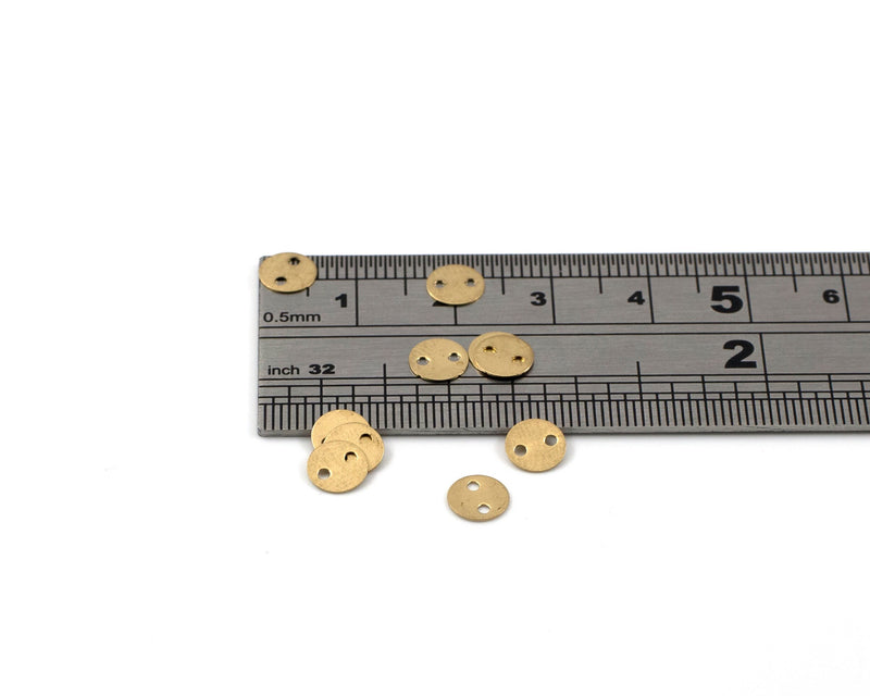 50 x Raw Brass Tiny Coin Links, 6mm Two Hole Connectors (C0558)