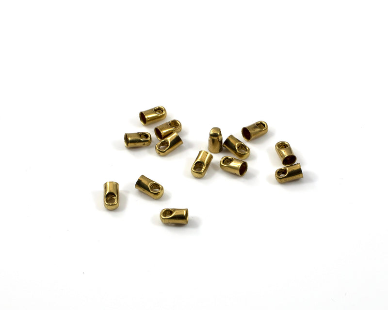 50 x Raw Brass Tube Cord Ends, 7mm (C0065)