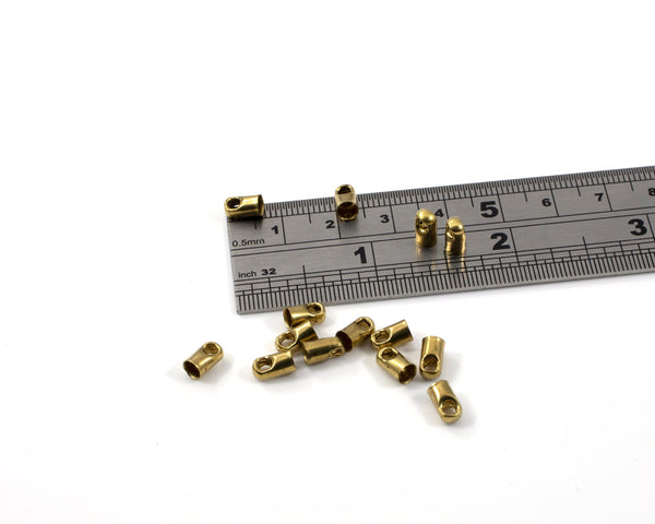 50 x Raw Brass Tube Cord Ends, 7mm (C0065)