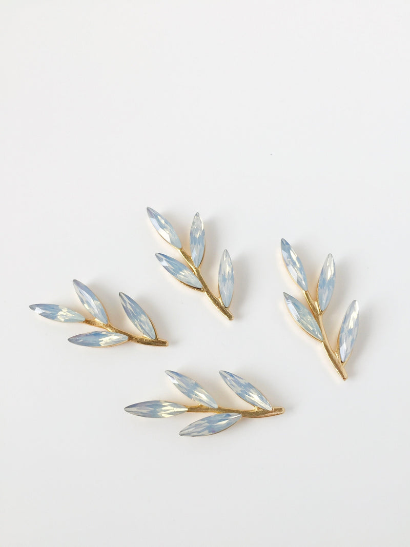 2 x White Opal Crystal Branch Embellishment, 35x15mm