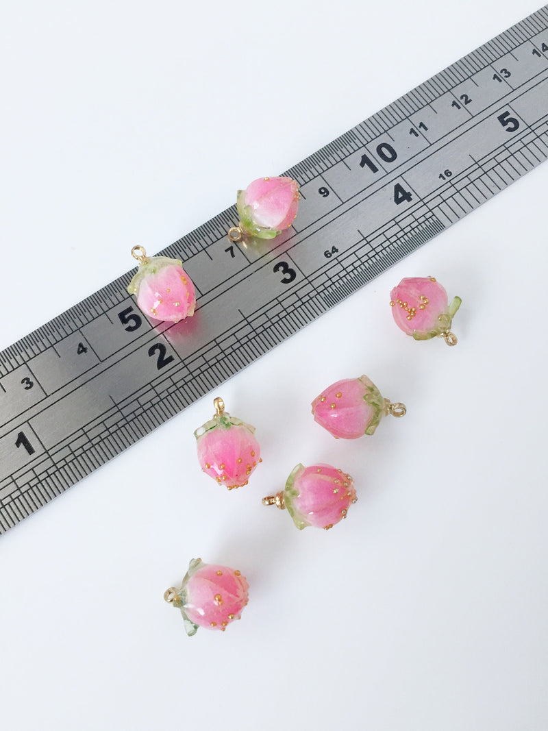 1 x Rose Bud Charm, 15x10mm Preserved Flower Pendant (2249)