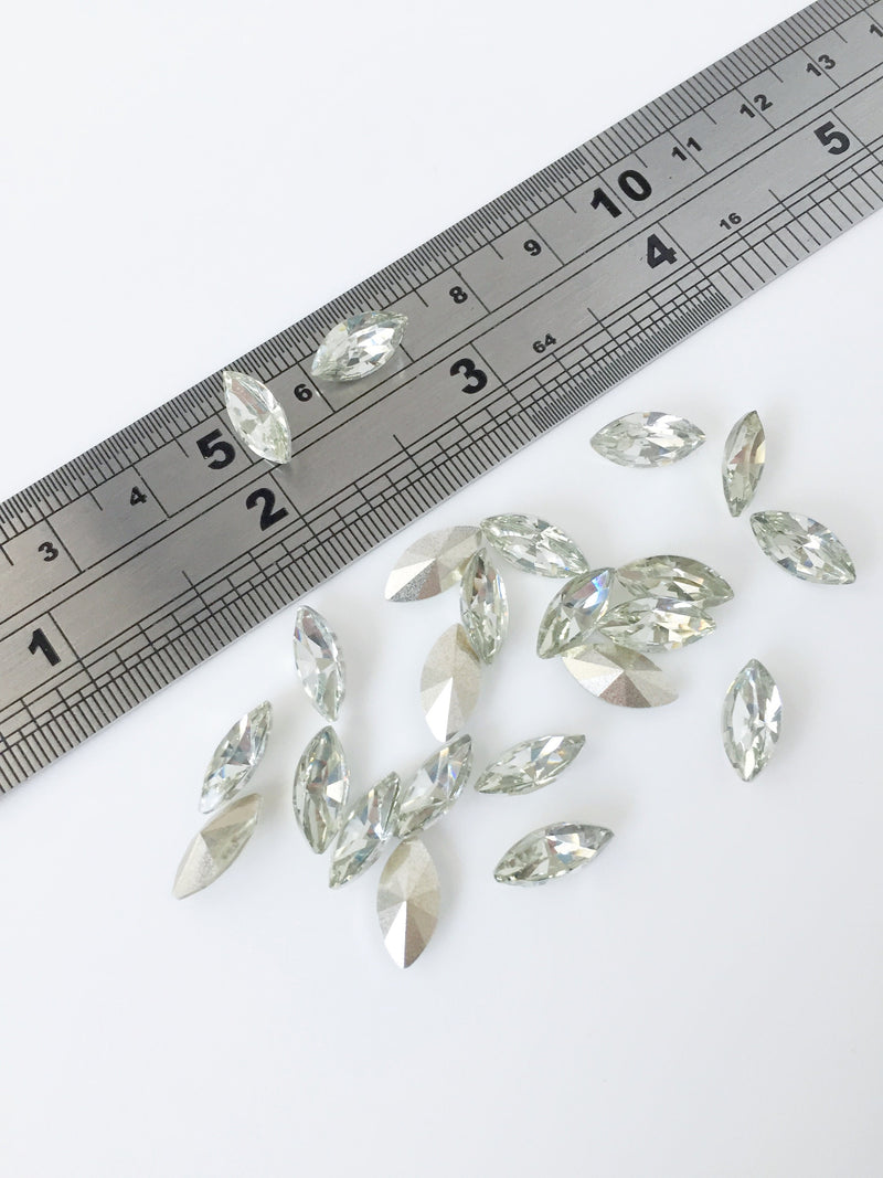 24 x 6x12mm Crystal Clear Navette Rhinestones, Foiled Back (2308)