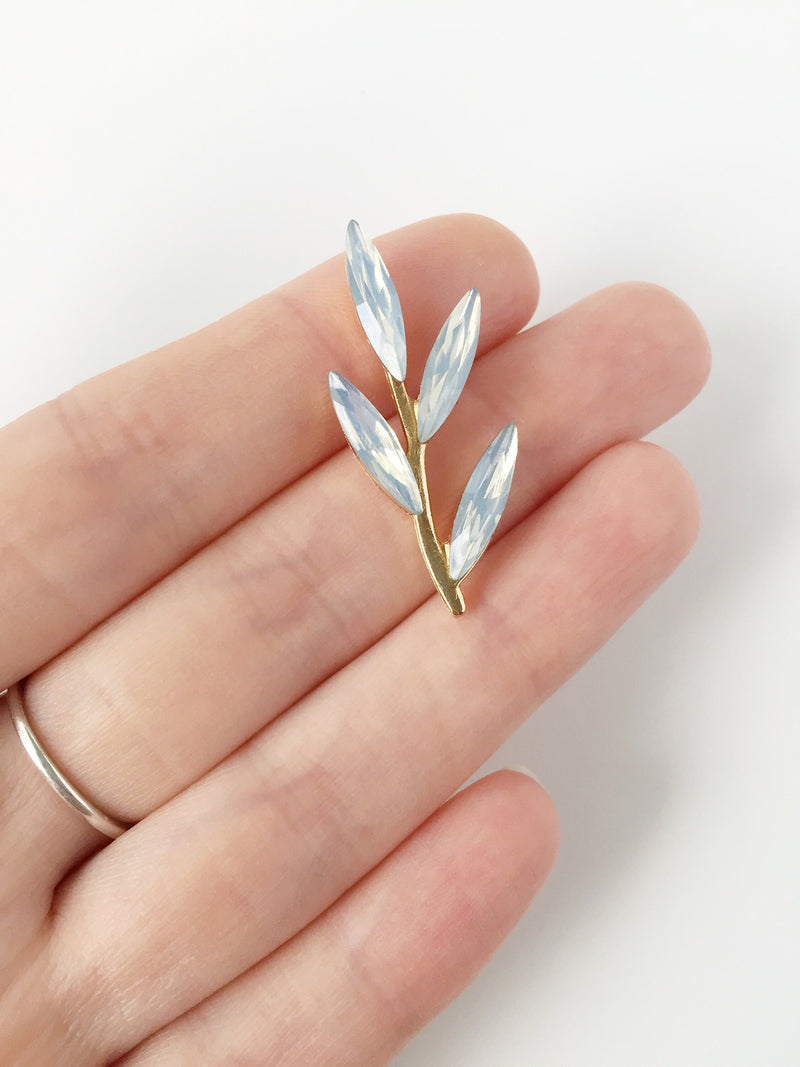 2 x White Opal Crystal Branch Embellishment, 35x15mm