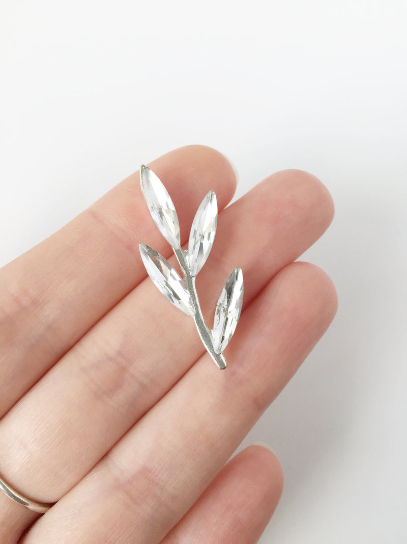 2 x Silver Crystal Branch Embellishments, 35x15mm