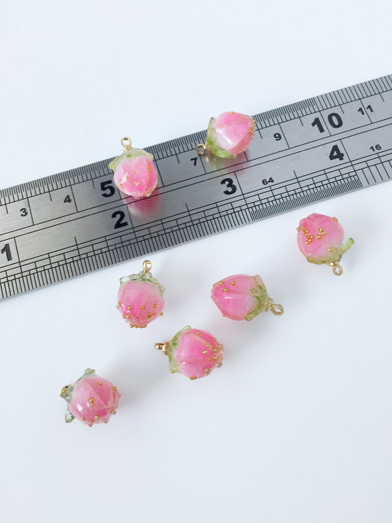 1 x Rose Bud Charm, 15x10mm Preserved Flower Pendant (2249)