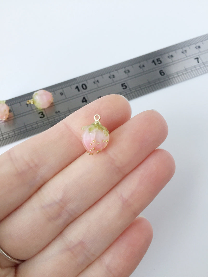 1 x Real Flower Light Pink Bud Charm, 15x11mm (2251)