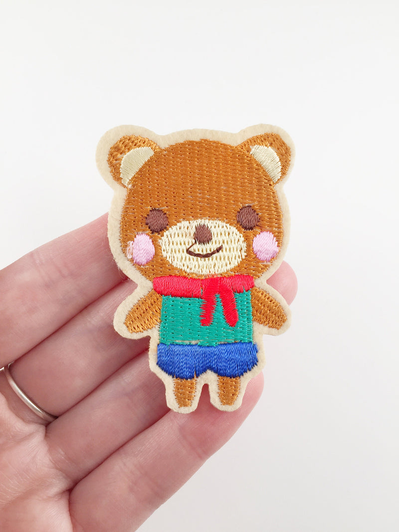 Cartoon Bear Iron-on Patch, Embroidered Teddy Bear Applique