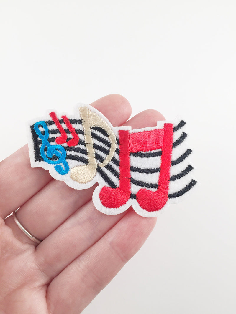 Music Notes Iron-on Patch, Embroidered Music Sheet Applique