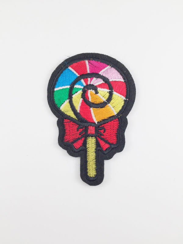 Lollypop Iron-on Patch, Embroidered Lollypop Badge