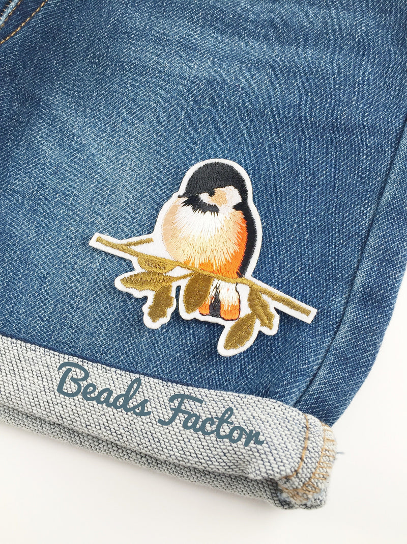 Robin Iron-on Patch, Embroidered Bird Motif