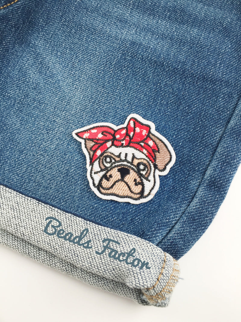 French Bulldog Iron-on Patch, Embroidered Frenchie Motif