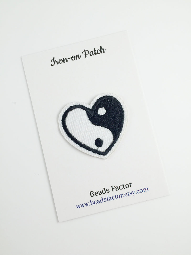 Yin and Yang Heart Iron-on Patch, Yinyang Yoga Motif