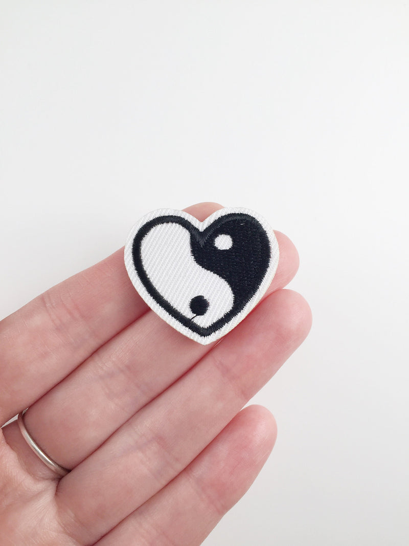 Yin and Yang Heart Iron-on Patch, Yinyang Yoga Motif