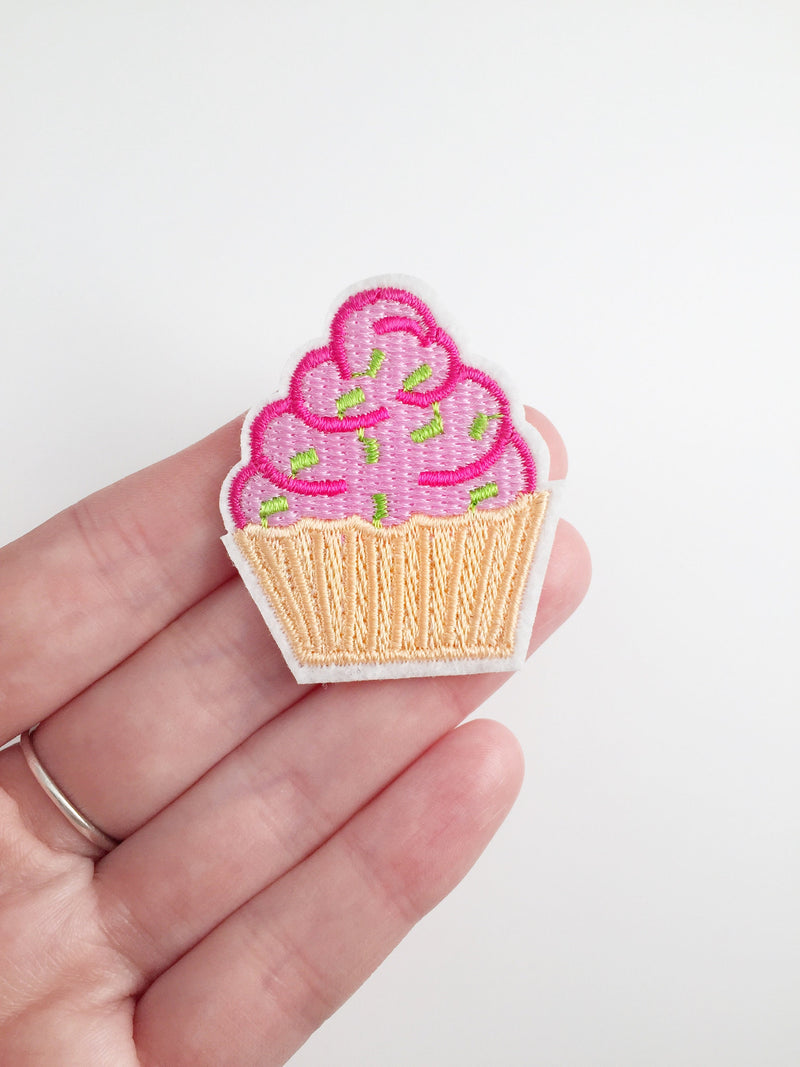 Cupcake Iron-on Patch, Embroidered Cupcake Applique